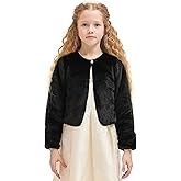 Lilax Girls Cozy Faux Fur Bolero Shrug Long Sleeve Crew Neck Dress Coat