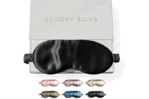 COLORADO HOME CO SUNDAYSILKS™ Exclusive Mulberry Silk Sleep Mask | Soft Eye Covers, Blackout Sleeping Mask for Women & Men | Silk Eye Mask for Sleep, Travel, and Relaxation | Antifaz para Dormir [Midnight Black]