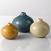 Uiddo Ceramic Vase Set of 3,Small Vase for Home Decor,Mini Flower Vase, Decorative Vase for Table Living Room,Bedroom, Kitchen, Bathroom, Bookshelf