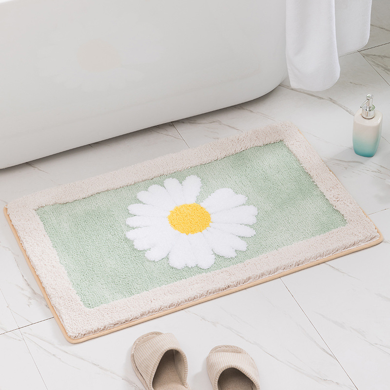 Daisy Non Slip Bath Mat Thickened Bath Rug for Bathroom Absorbent Ultra Soft Bathroom Fluffy Microfiber Bedside Rug Carpet Floor Mat, Quick-drying, Machine Washable — image 1