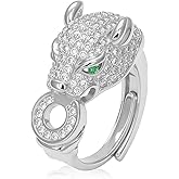 Aura & Irena 18K Gold Plated Panther Rings for Women Men - Non Tarnish Adjustable Leopard Rings with 3A Cubic Zirconia, Fashion Gift