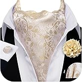 YOHOWA Ascot Tie Silk Cravat Paisley Scarf Self Ties Pocket Square Cufflinks Set Dress Wedding