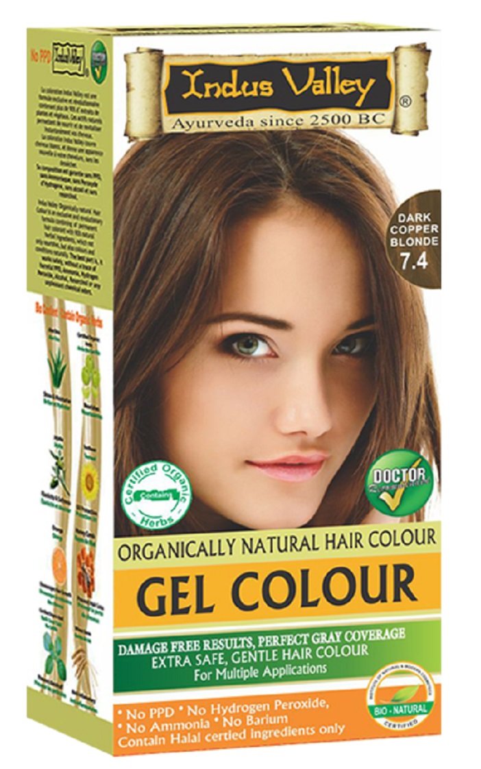 Indus Valley Dark Copper Blonde Gel Hair Dye Colouring Kit 7 4