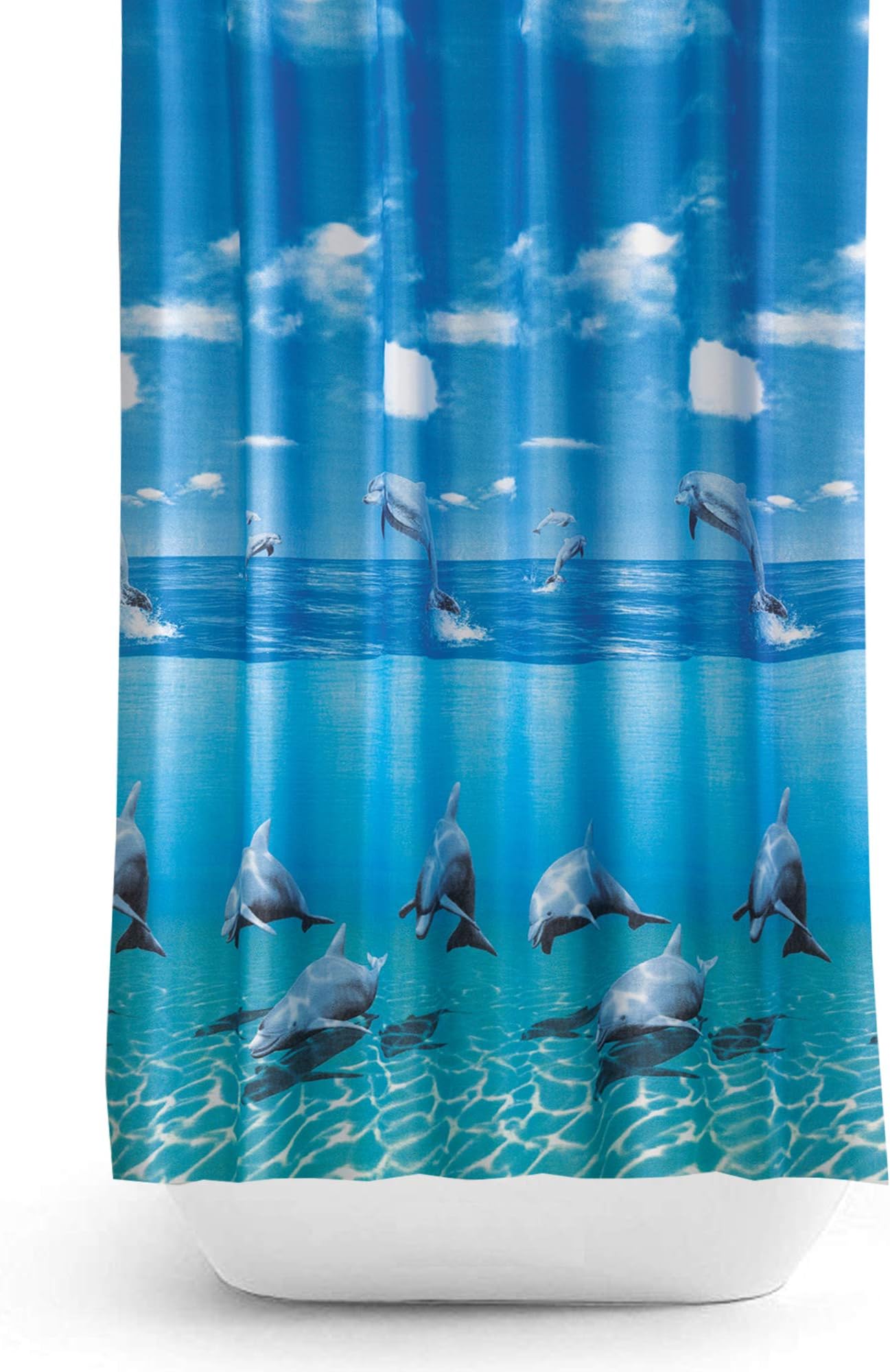 Antibacterial Fabric Shower Curtain Extra Long and Wide - Dolphin 200 x 200CM (78" x 78")