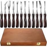 Covzoe 12 Pieces Wood Chisel Set, Woodworking Carving Tools with Wooden Box | CR-V Steel Edge Blade with Premium Wood Handle, Professional Wood Gouge Turning Tools for Carpenter Beginners