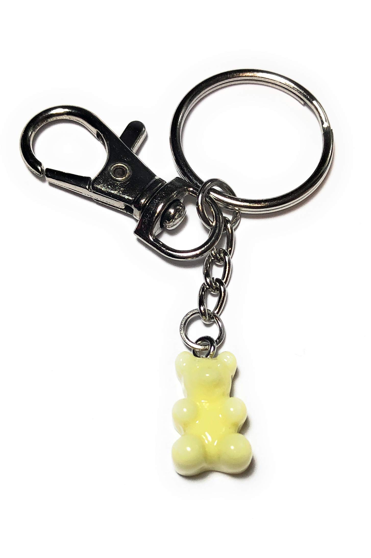 FizzyButton Gifts pale creamy yellow jelly baby gummy bear charm keyring key ring keychain