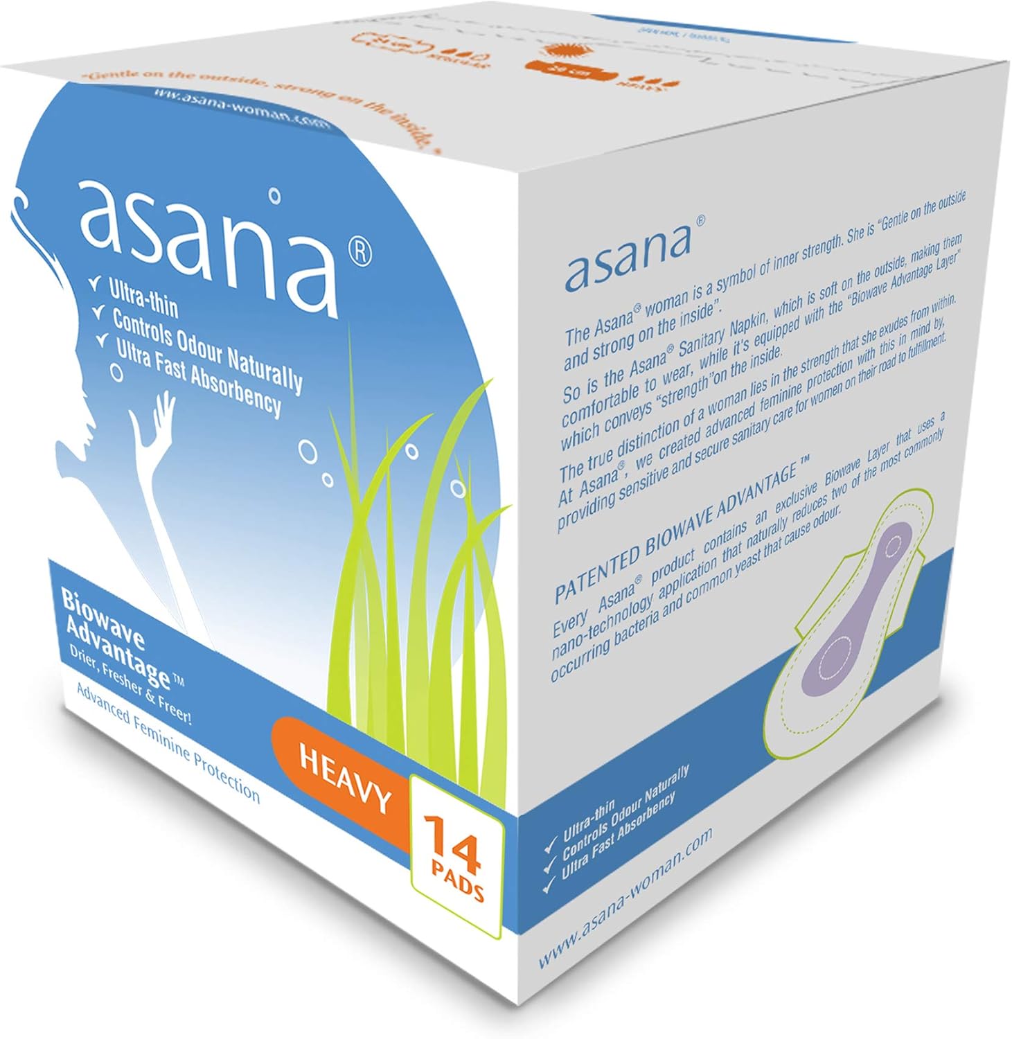 Asana Heavy Flow Sanitary Pads for Women, with Wings-42 Pads | Ultra Absorbent | Chlorine Free Overnight Sanitary Napkins | Latex Free | Ultra Thin Sanitary Pads for Women | Patented Technology: Health & Personal Care
