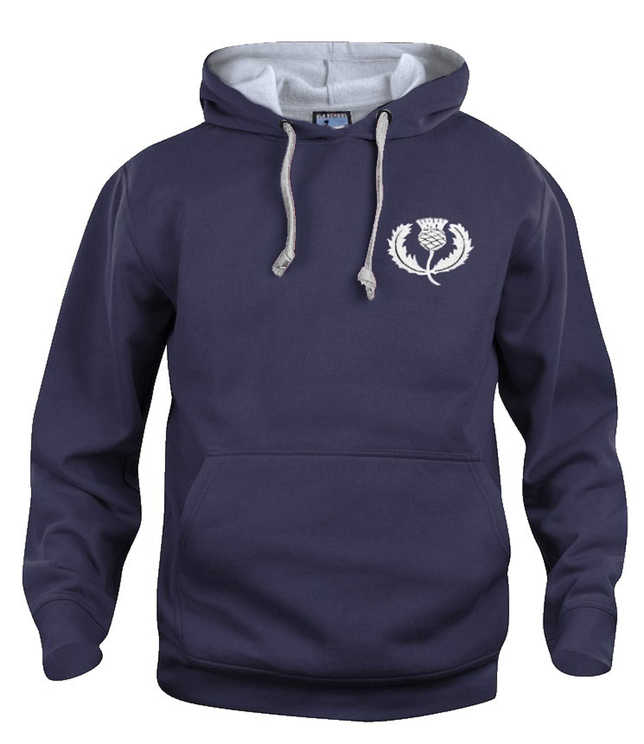 Old School Football Scotland Rugby Hoodie New Sizes S-XXXL Embroidered Logo (Medium, Navy Blue)