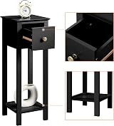 Yaheetech Black Slim Bedside Table Set of 2 Narrow Nightstands 25x25x70cm view 6