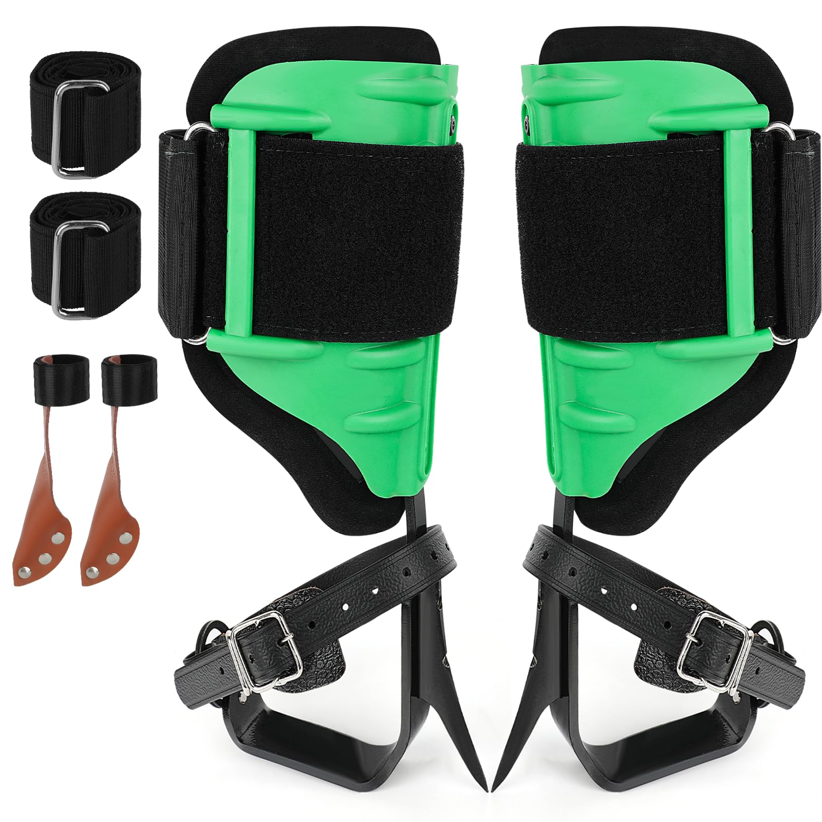 Photo 1 of Xeoca Tree Climbing Spikes, Alloy Steel Climbing Spurs, 350lbs Load Capacity, Green, Classic Style, Ideal for Climbers, Fruit Picking & Lumberjack