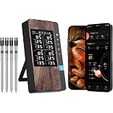 TEMMIO Wireless Meat Thermometer Digital, 4 Probes Bluetooth Thermometer | NIST &plusmn;0.5&deg;F Food Thermometer,Fast Charge Standalone Magnetic Base, Smart APP Control for BBQ, Grill, Smoker, Oven