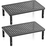 Canyora Computer Monitor Stand Riser for Desk, 3 Height Adjustable PC Laptop TV Desktop Monitor Stand Shelf, Metal Short Prin