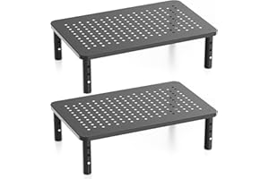 Canyora Computer Monitor Stand Riser for Desk, 3 Height Adjustable PC Laptop TV Desktop Monitor Stand Shelf, Metal Short Prin