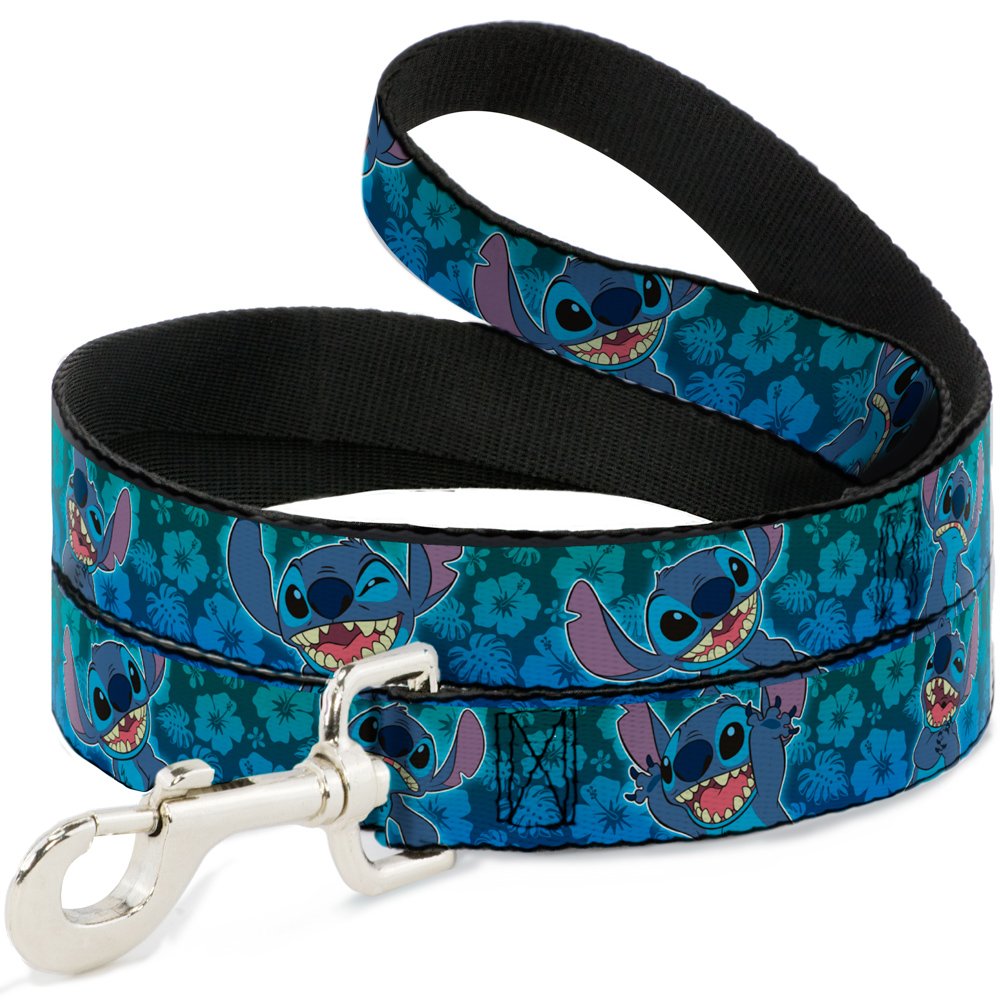 Buckle Down "Stitch Expressions/Hibiscus Collage Green-Blue Fade Pet Leash, 6' x 1.5"