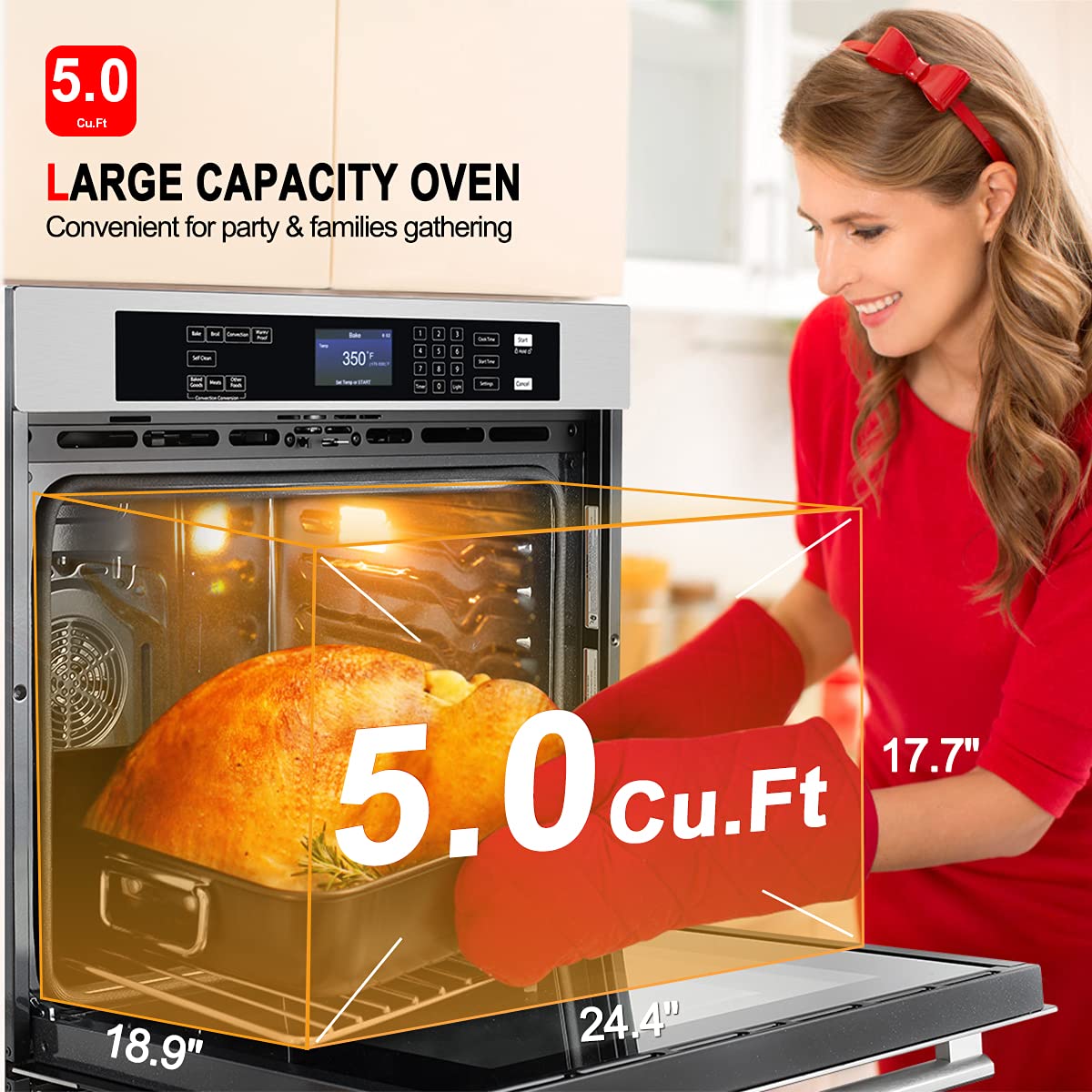 Electric Wall Oven, GASLAND Pro ES710TS Professional Built-in Oven 30 Inch 10 Functions, 5.0 Cu.Ft. Convection, Self-cleaning, Air Fry, Temperature Probe Included, 240V Hardwire, Stainless Steel