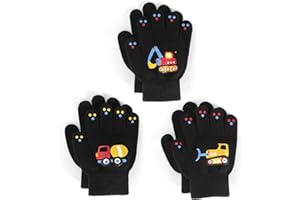 Brook + Bay Kids Magic Gloves - 3 Pack Kids Winter Gloves - Cold Weather Gloves for Boys & Girls - Children's Knit Gloves