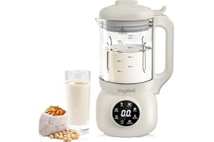VEGBLND 40oz Nut Milk Maker Machine– Almond, Oat & Soy Milk Machine with Auto Clean & Timer, No Filter Needed | 7-in-1 Glass Plant-Based Milk Blender for Healthy Homes-White