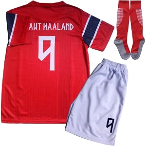 SWEET BEES Haaland #9 Kids Soccer Jersey Kit with Shorts/Socks Set Youth Sizes