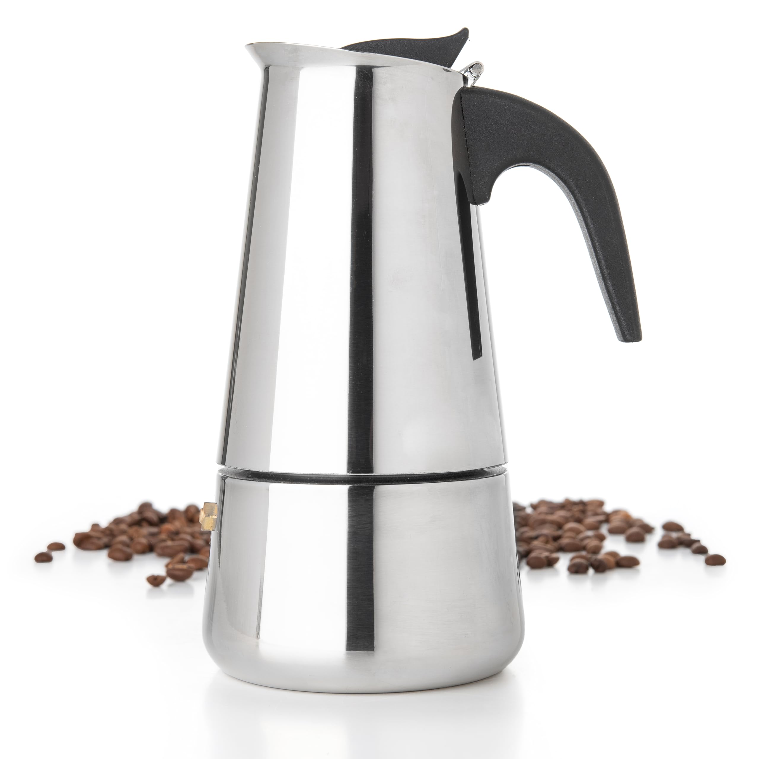 Mixpresso 9 Cup Greca Stovetop Espresso Pot 450ml/15oz, Moka Pot with Coffee Percolator Design, Stainless Steel Stove Top Coffee Maker for Camping or Home Use,Italian Stovetop Espresso Maker