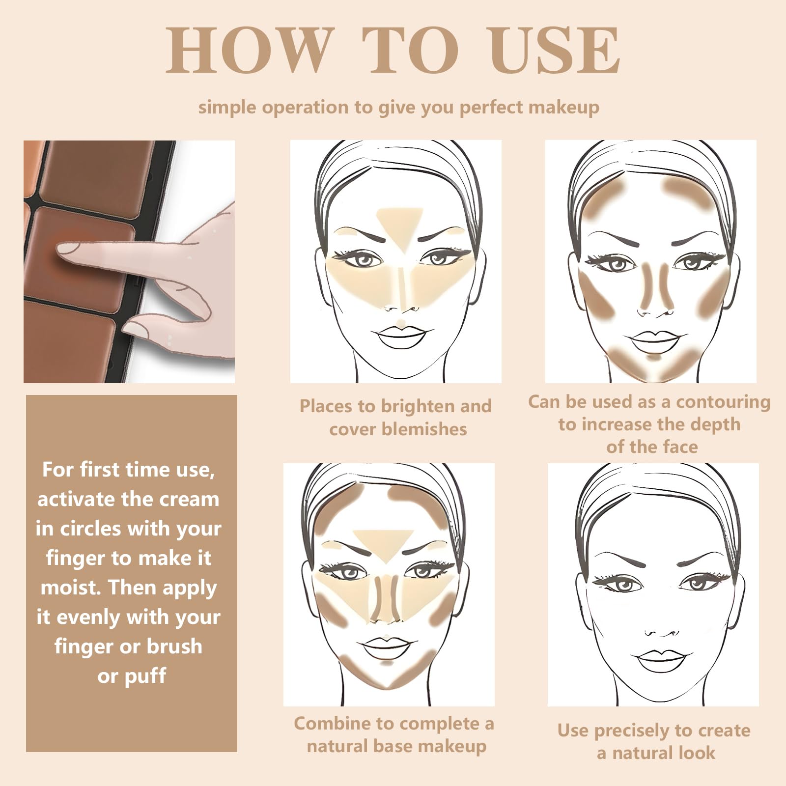 HOSAILY 12 Colors Cream Concealer Foundation Palette, Long-Wearing Smudge Proof Blendable Full Coverage Cream Contour Blush Highlighter Color Correcting Concealer Foundation Palette Makeup