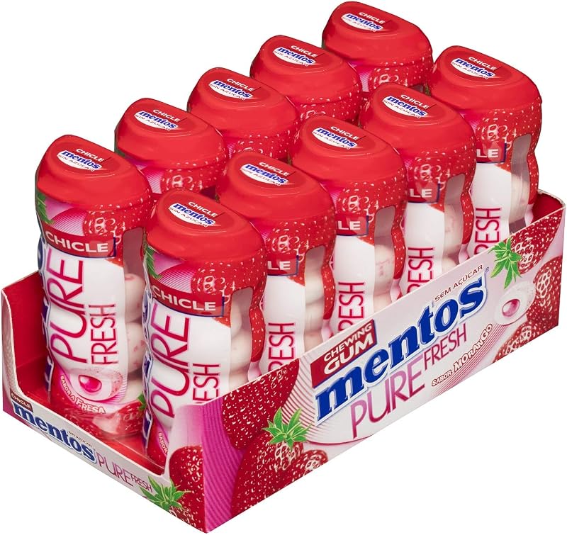 Pocket Chicle Fresa, Sin Azúcar - 10 unidades de 30 gr. (Total 300 gr.)