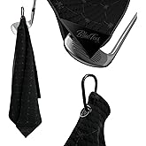 Blue Tees Golf Premium Magnetic Towel - Super Strong Magnet - Microfiber Waffle Design - Silicone Brush - Groove Cleaner - Bag Buckle - Standard & Caddy Sizes