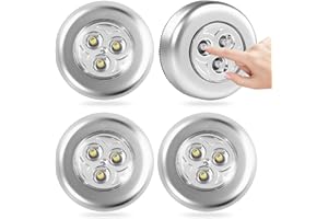 Grace Marci Tap Lights Battery Night Light Touch Lights Indoor, 4 Pack - LED Under Cabinet Lighting Bright Night Lights Plug into Wall, Stick Anywhere Closet, Stair, Step, Hallway, Garage