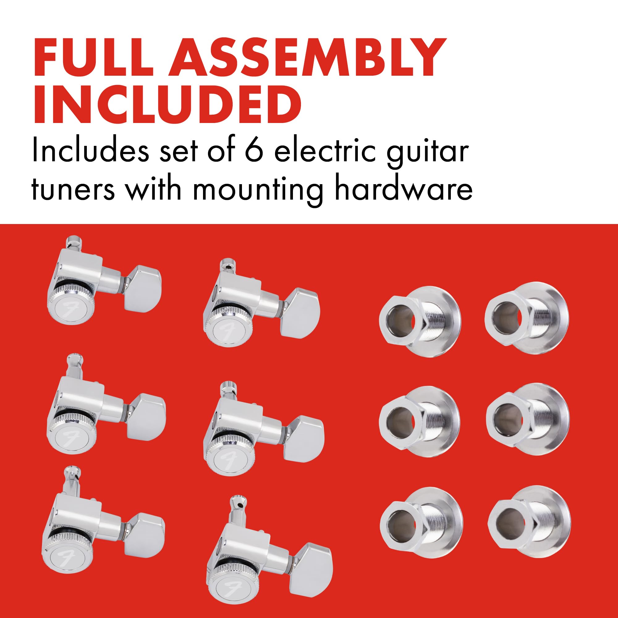 Fender Locking Tuners Stratocaster Guitar Tuners, Polished Chrome, Right Hand Guitar Tuners, 1