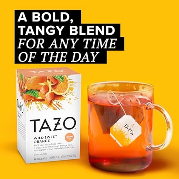 TAZO WILD SWEET ORANGE TEA BAGS, UNSWEETENED HERBAL TEA, CAFFEINE-FREE, 120 TOTAL TEA BAGS (20CT – PACK OF 6)