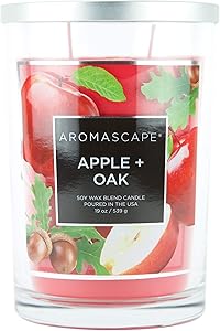 Aromascape 2-Wick Scented Jar Candle, Apple & Oak, 19-Ounce, Red