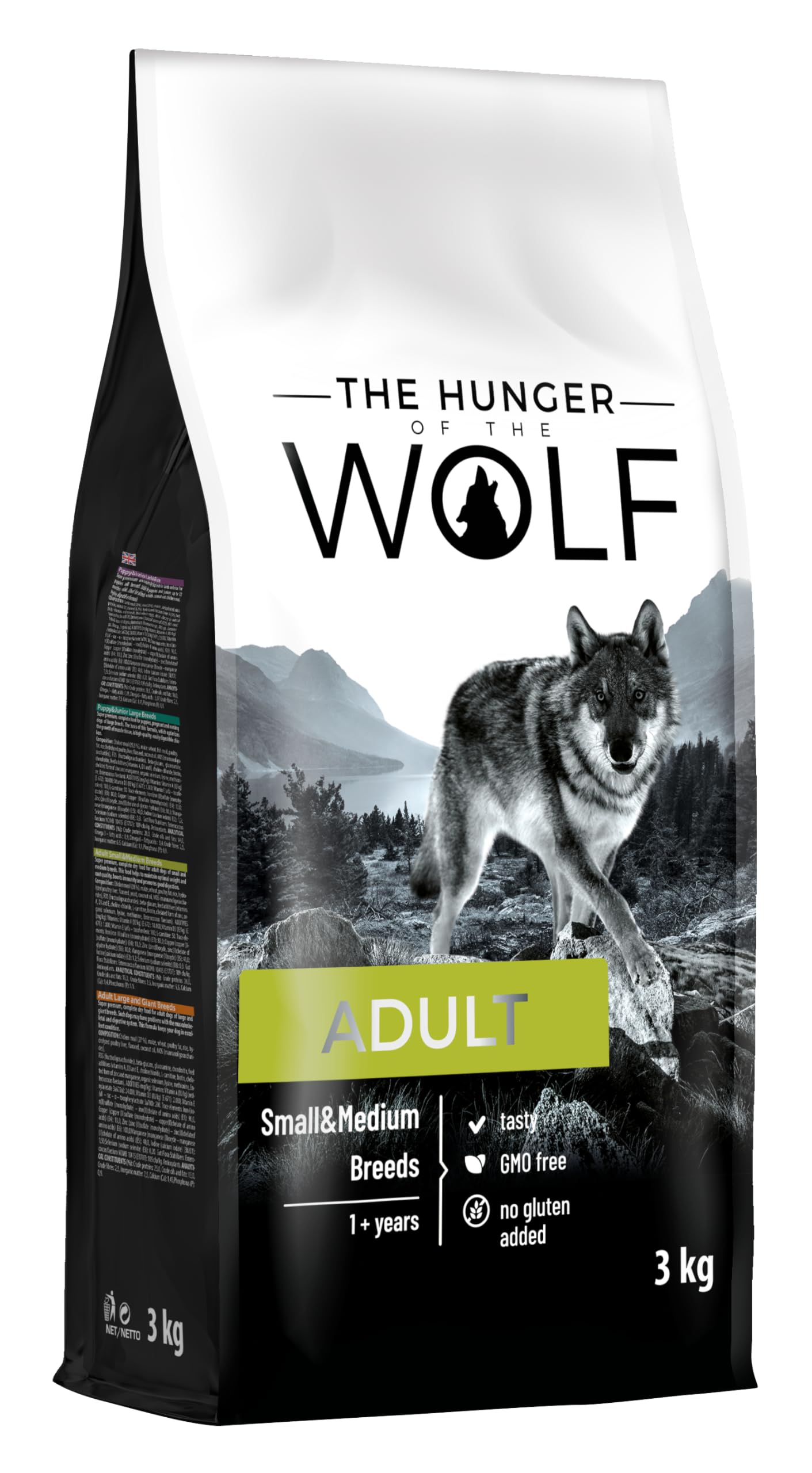 The Hunger of the Wolf Dry Dog Food - For Small or Medium Breeds, Vitamin C and E Formula with Chicken, Adult - 3 kg