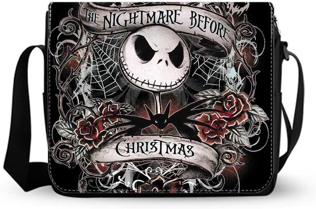 Jack Skellington Print Women Messenger Bags Classic Shoulder Bags Cross Body Bag 12.2*9.4 Inch