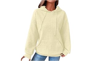 ZunFeo Oversized Hoodie for Women Long Sleeve Drawstring Pullover Top Waffle Knit Sweatshirt with Pocket Fashion Fall Clothes