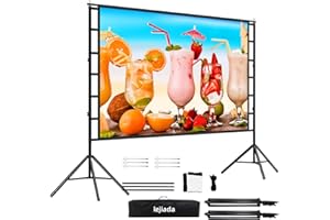 lejiada Projector Screen and Stand, 100'' Upgraded Large Projection Screen Anti Crease with Carry Bag for Party Home Movie Nights, Film Festivals, Business Presentations, Meetings,Outdoor