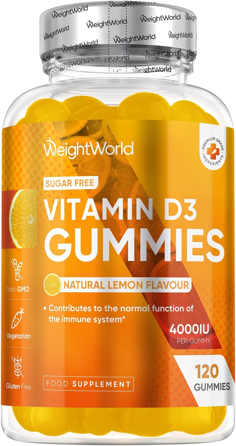 WeightWorld Vitamin D3 Gummies 4000IU 120 Veg Gluten Free Lemon