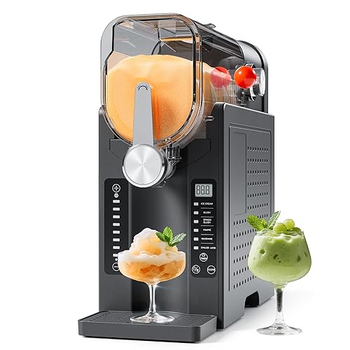 CHIVALZ Slush Machine, Frozen Drink Machine, No Ice Needed, 12H Pre-Scheduling, LED Display, Self-Cleaning, Makes Slushies, Milkshakes, Frappés & Cocktail, AD03, Black, 6 Preset Programs +1 Pack