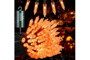 Joomer Orange Halloween Lights, 33ft 100 LED Battery Operated Mini String Lights Waterproof with 8 Modes & Timer Function for Halloween Decorations