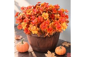 Hommyea Artificial Fake Fall Flowers for Outdoor Decor 8 Bundles UV Resistant Artificial Plants Outdoor Look Real Faux Silk Autumn Flowers for Porch Planters Garden Yard Decorations