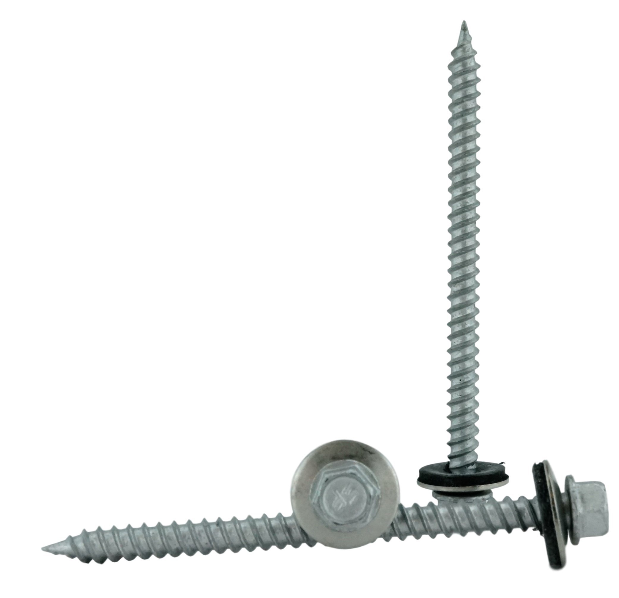 Chenango Supply #9 x 2-1/2" Hex Washer Head Metal Roof Screw. Self Starting/Tapping. EPDM Washer Seal. Corrugated Roofing/Siding. Gray. 2.5" Length
