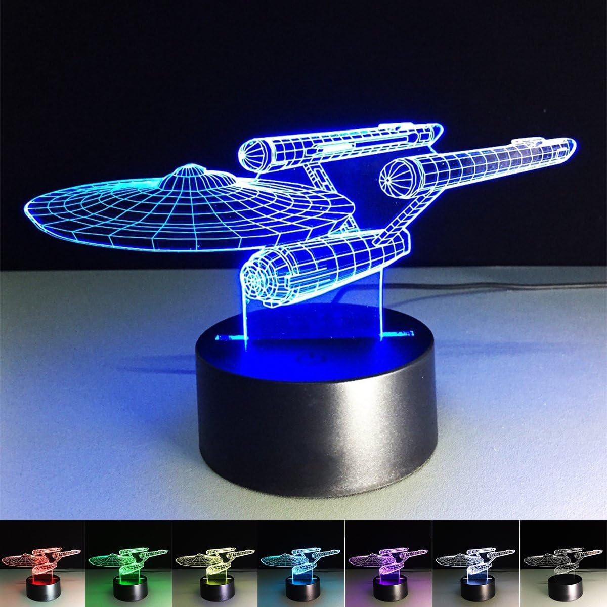 3D Illusion Lamp Sta Trek 3D LED Night Light 7 Color Changing Desk Table Lamp Home Decor Night Light for Baby Kids Room Sleeping Nightlight Best Gift
