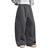 GORGLITTER Men's Baggy Sweatpants Wide Leg Barrel Elastic Waist Drawstring Casual Loose Joggers Track Pant
