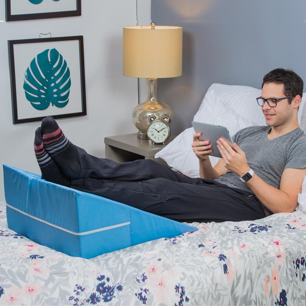 DMI Bed Wedge Pillow and Triangle Wedge with Elevated Incline for Neck Pain, Headaches, Reflux, Shoulders, Back Pain, Foot Support, Knee Pain or Restless Leg Syndrome, 24x24x7 inches, Blue