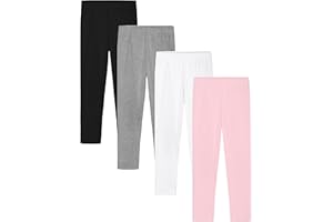 Cooraby 4 Pack Girls Cotton Leggings Ankle Length Leggings Footless Soft Warm Stretchy Tights Pants for Kids
