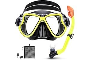 CTSAYTL Kids Snorkel Set for Ages 6-14, Snorkeling Gear for Kids with Dry Top Snorkel Anti-Leak Anti-Fog Panoramic View Snorkel Mask, Boys Girls Junior Kids Snorkeling Set for Swimming Snorkeling