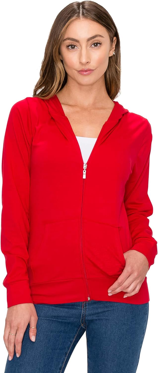 Women's Full Zip Hoodie Jacket - Slim Fit Lightweight Long Sleeve Hooded Zip Up Sweatshirt Athletic Workout: Clothing
