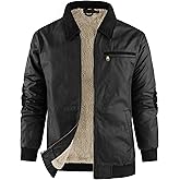 Rousytn Men's Duck Detroit Jacket Sherpa Lined Waxed Cotton Winter Jackets Water Resistant Canvas Coat