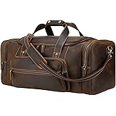 Polare 23" Full Grain Cowhide Leather Gym Duffle Weekender Overnight Travel Duffel Bag For Men