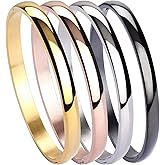 MILAKOO Women's Set of 4 Silver/Gold/Rose Gold Stainless Steel Bracelet Bangle