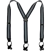 CTM Men's Elastic Button End Stripe Dress Suspenders