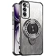 TPU Case for Oppo Reno 12 Pro Cover, Luxury Shockproof Slim with Makeup Mirror Case with Metal Kickstand [Support Magnetic Car Holder] Compatible with Oppo Reno 12 Pro Case for Woman (Black)